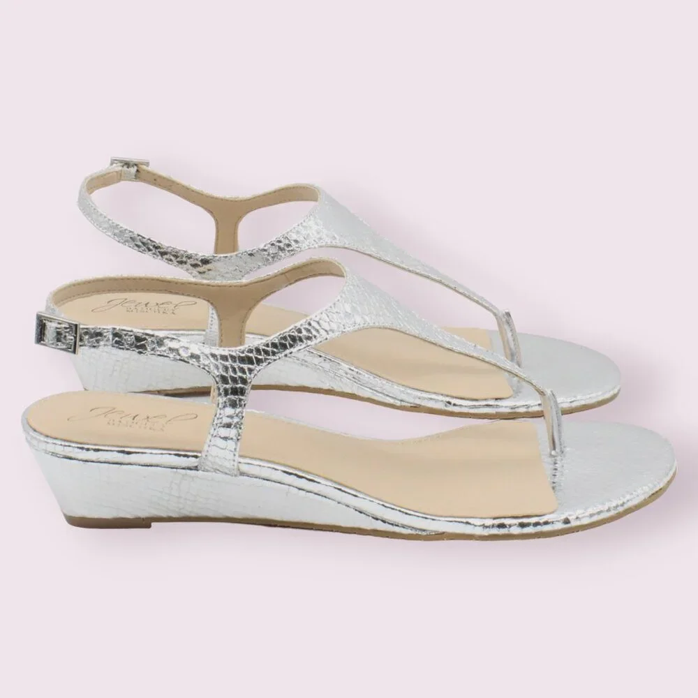 Jewel Badgley Mischka Womens Silver Snake Sandals - Picture 2 of 8